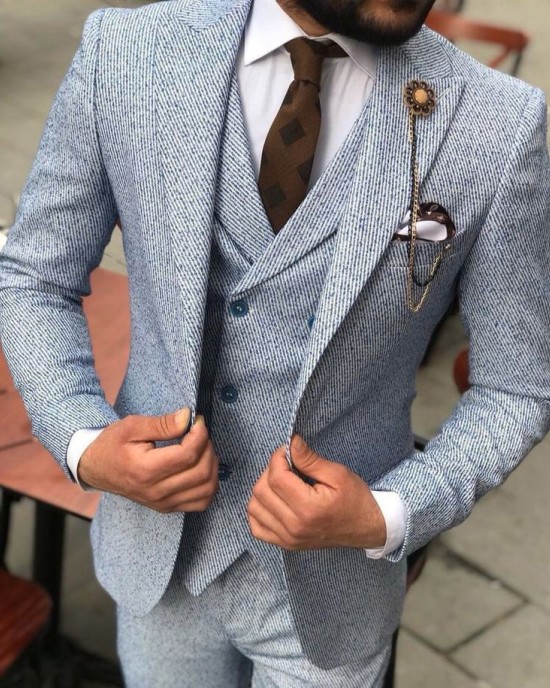 Retro herringbone wool slim fit men's suit HF0412-03-01 Retro herringbone wool slim fit men's suit HF0412-03-01